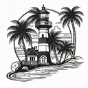 Florida orange tree beach light house tattoo design idea