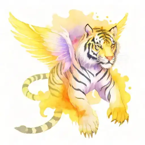 Demon tiger with wings spread tattoo design idea