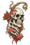 skull hugging a heart tattoo design idea