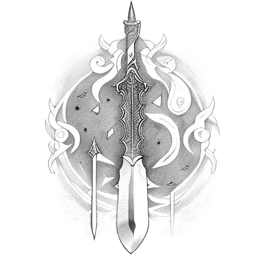 sword with fire  tattoo design idea