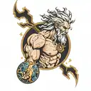 Zeus holding lightning tattoo design idea