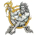 Zeus holding lightning tattoo design idea