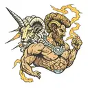 Aries, Helina. Zeus holding a lightning bolt tattoo design idea