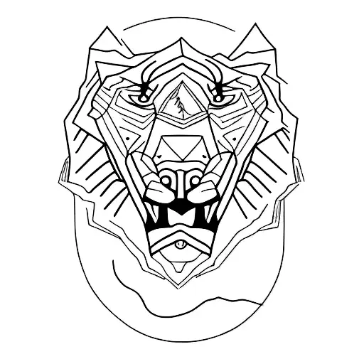 A minimalist tattoo of a hiking trail forming the shape of a tiger tattoo design idea