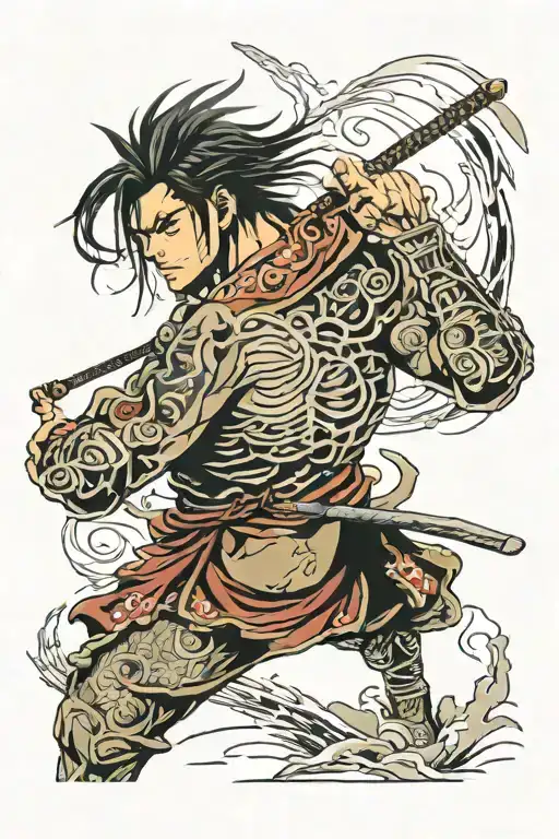 eren yeager samurai tattoo design idea