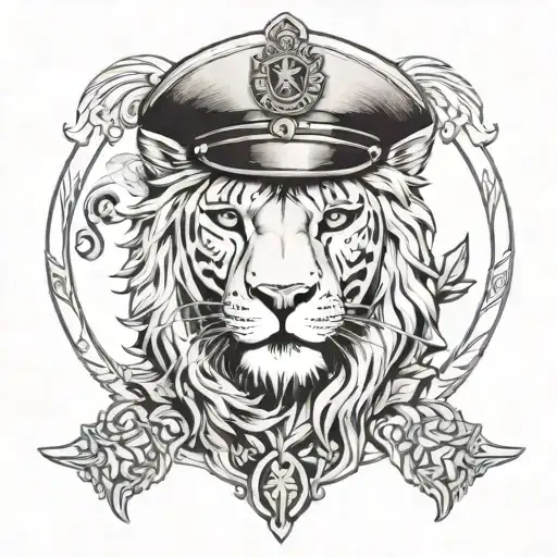 Christian lion with law enforcement  tattoo design idea