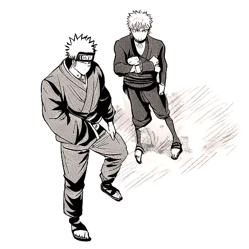 jujutsu kaisen  and Naruto shippuden crossover tattoo design idea