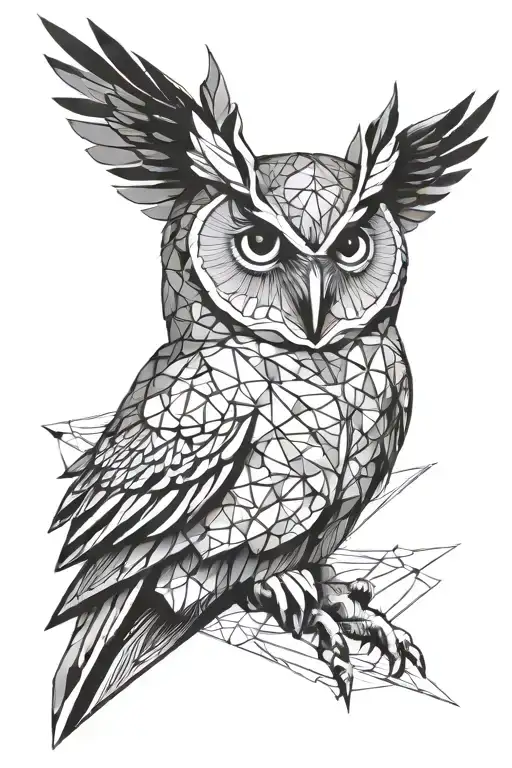 owl flying tattoo design idea