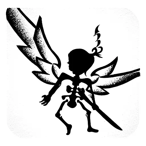cute angel cupid skeleton tattoo design idea