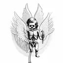 cute angel cupid skeleton tattoo design idea