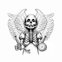 cute angel cupid skeleton tattoo design idea