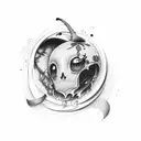 neo traditional biten peach   tattoo design idea