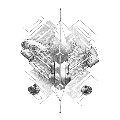 dna scheme with snowboard and motorcycles tattoo design idea