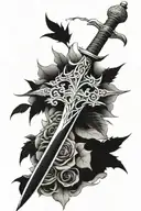 longsword with Thorns growing tattoo design idea