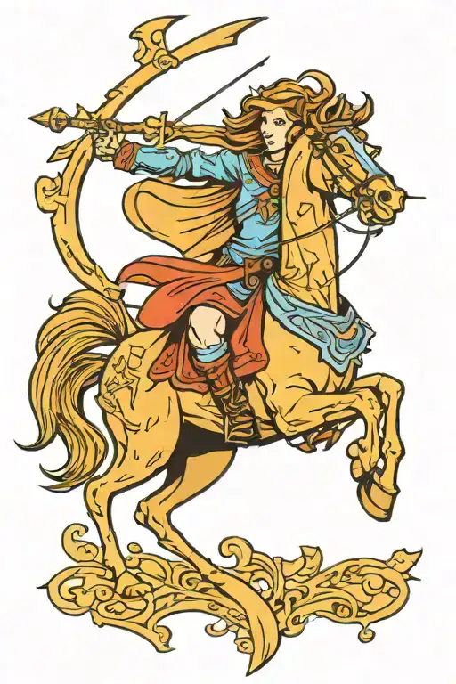 Sagittarius huntress hood ornament   tattoo design idea
