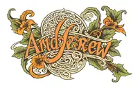 writing of the name "Andrew" woven in ivy tattoo design idea