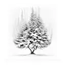 snow covered tree tattoo design idea