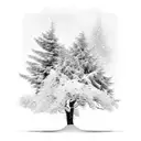 snow covered tree tattoo design idea