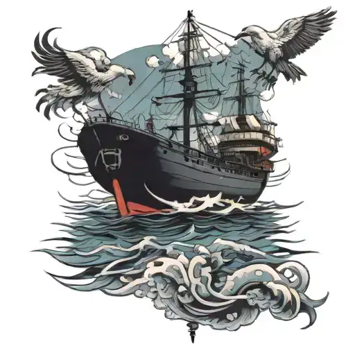 ship docked and cranes  tattoo design idea