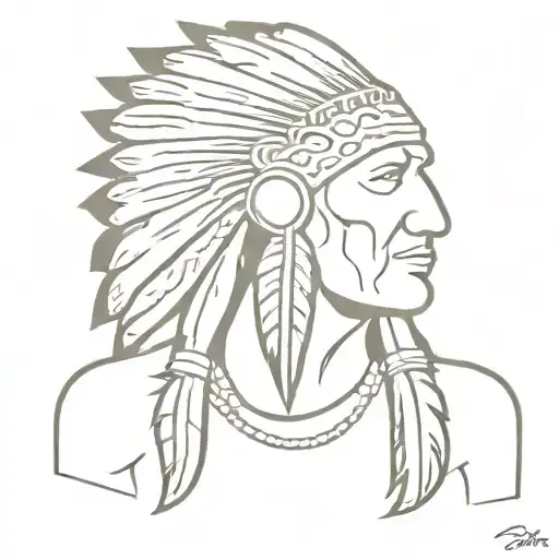 Indian chief facing forward  tattoo design idea
