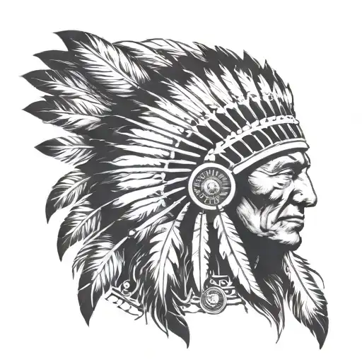 Indian chief looking forward  tattoo design idea