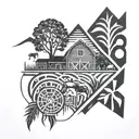 farm  tattoo design idea