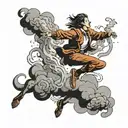 person leaping out of smoke tattoo design idea
