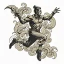 person leaping out of smoke tattoo design idea