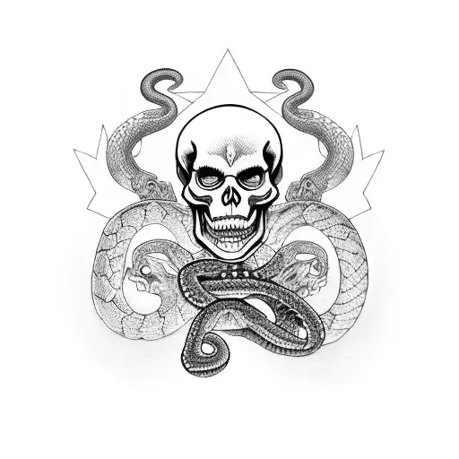 skeleton Grim Reaper and snakes tattoo design idea