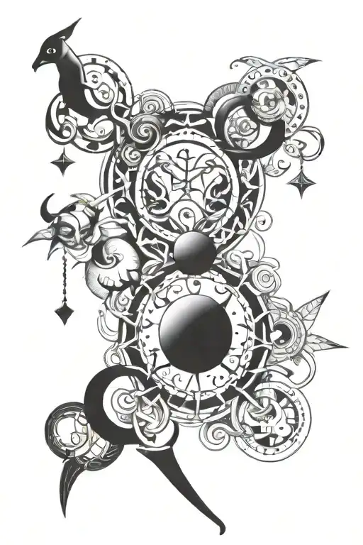 gemini, cancer, taurus and Sagittarius tattoo design idea