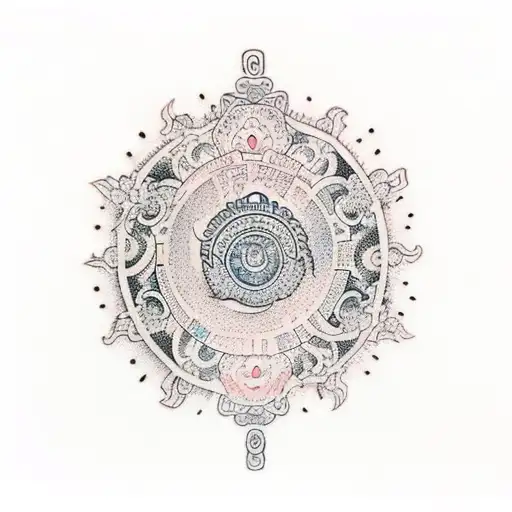 a back tattoo combining Buddhist, Japanese, nordic, Hawaiian, african elements  tattoo design idea