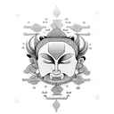 a back tattoo combining Buddhist, Japanese, nordic, Hawaiian, african elements  tattoo design idea