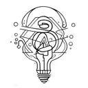 letter J with light bulb tattoo design idea