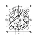 letter J with light bulb tattoo design idea