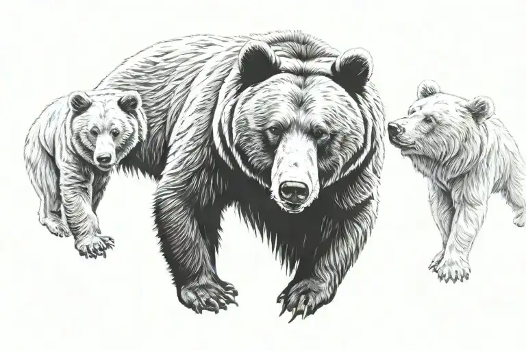 bear family faces on eachother tattoo design idea