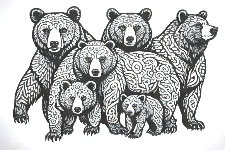 bear family members tattoo design idea