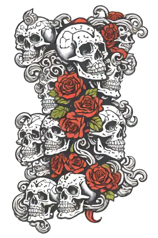 medusa and mexican skulls in a card joker tattoo design idea