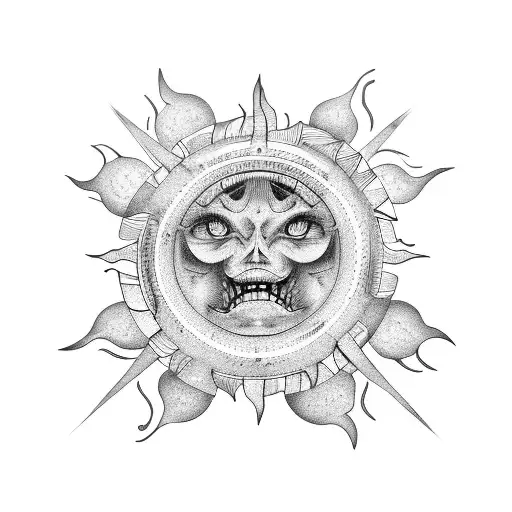 Crazy Sun tattoo design idea