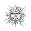 Crazy Sun tattoo design idea