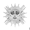 Crazy Sun tattoo design idea