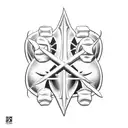 American football coach holding a trident with football players in the background tattoo design idea