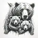 mama and baby bear surrounded tattoo design idea