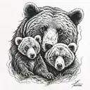 mama and baby bear surrounded tattoo design idea