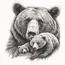 mama and baby bear surrounded tattoo design idea
