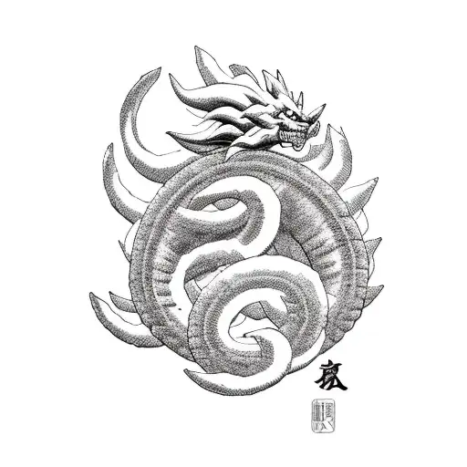 Goku with Shenlong, dragon balls, and the yellow flying cloud  tattoo design idea