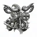 3D Tattoo design for Aries who loves motorcycles and food tattoo design idea