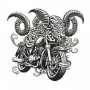 3D Tattoo design for Aries who loves motorcycles and food tattoo design idea