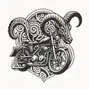 3D Tattoo design for Aries who loves motorcycles and food tattoo design idea