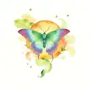 luna moth in the night sky with rising moon and fireflies tattoo design idea