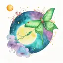luna moth in the night sky under a  rising moon and fireflies tattoo design idea